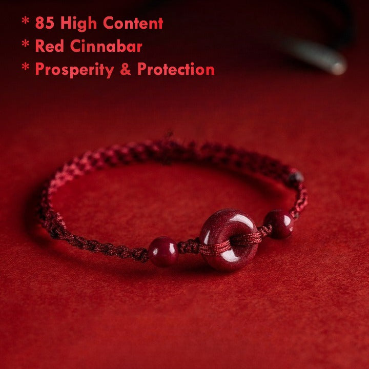 High-Content Red Cinnabar Donut Red String Bracelet – Feng Shui Luck & Protection Jewelry