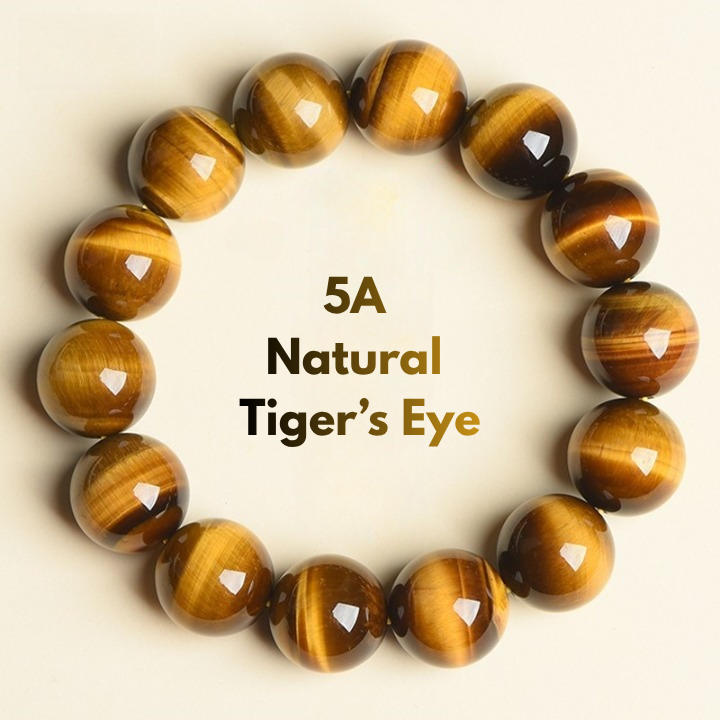natural tiger eye bracelet close up showing moving chatoyancy band