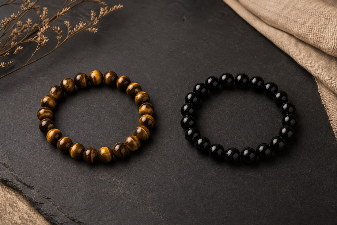 tiger eye vs black obsidian bracelet for men comparison