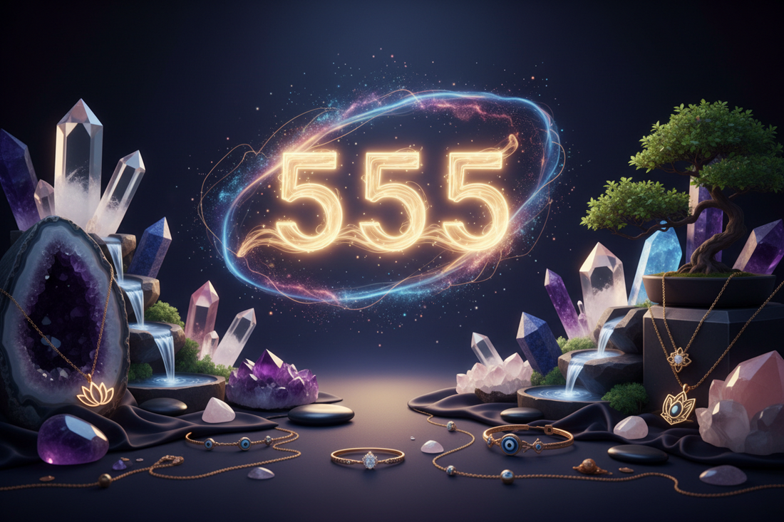 Angel number 555 spiritual transformation meaning with feng shui crystals and positive energy symbolism