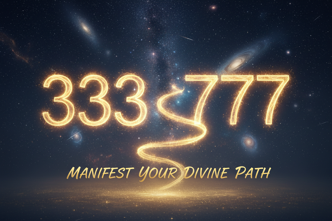 Angel numbers 333 and 777 appearing together with spiritual and manifestation symbolism