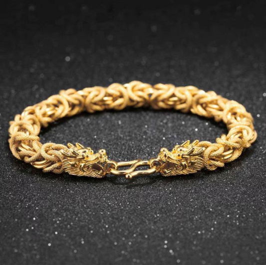 Double Headed Golden Dragon Bracelet - Wealth and Protection