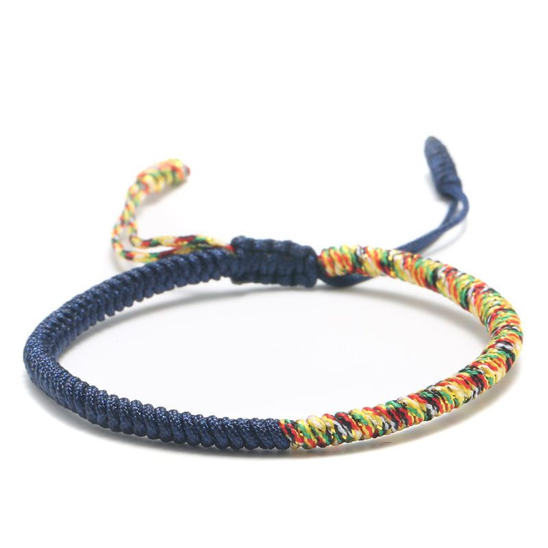 Tibetan Handmade Buddhist Knots Lucky Rope Bracelet Contrast 3 Colors