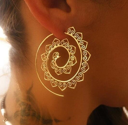 Spiral Bohemian Hippie Hoop Earrings