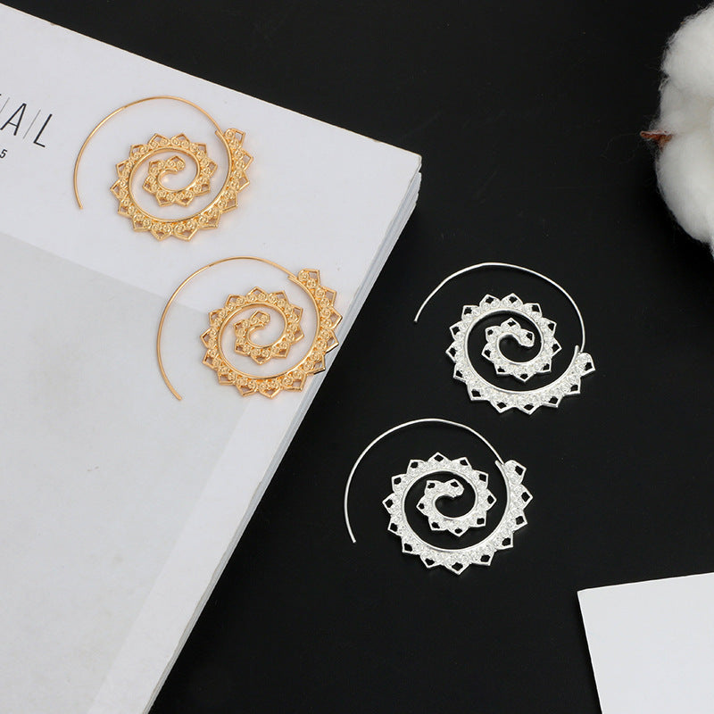 Spiral Bohemian Hippie Hoop Earrings