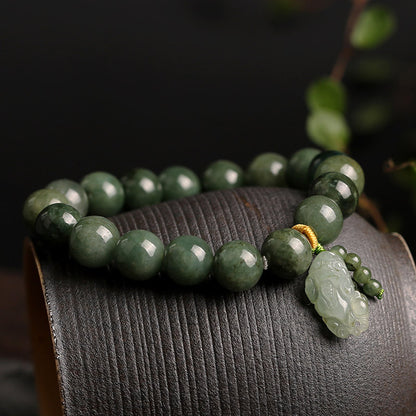 Natural Myanmar Green Jadeite Feng Shui Pixiu Bracelet - Wealth, Abundance & Inner Peace