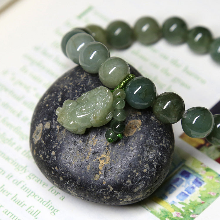 Natural Myanmar Green Jadeite Feng Shui Pixiu Bracelet - Wealth, Abundance & Inner Peace