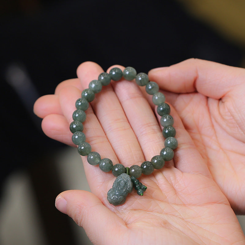 Natural Myanmar Green Jadeite Feng Shui Pixiu Bracelet - Wealth, Abundance & Inner Peace