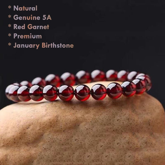 Natural Red Garnet Bracelet 5A Premium Beads
