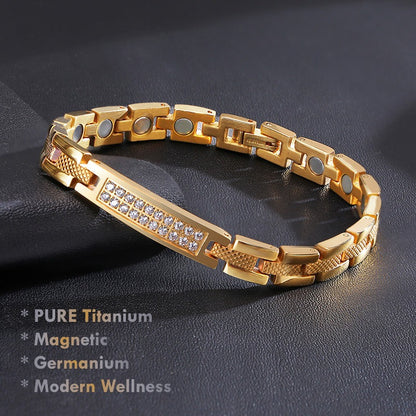 Gold Titanium Magnetic Bracelet with Germanium Womens Wellness Jewelry