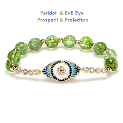 natural peridot evil eye bracelet for women protection jewelry