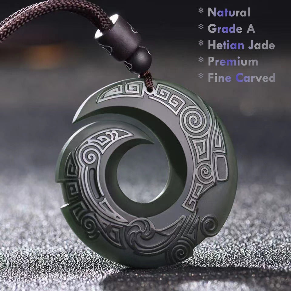 Premium Certified Hetian Nephrite Jade Necklace hand-carved natural jade