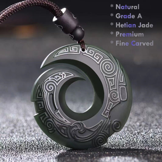 Premium Certified Hetian Nephrite Jade Necklace hand-carved natural jade