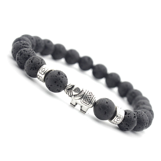 Lava Stone Elephant Bracelet - Strength & Wisdom