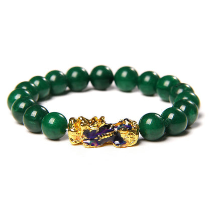 Feng Shui Green Natural Alabaster Jade Pixiu Bracelet - Protection & Abundance