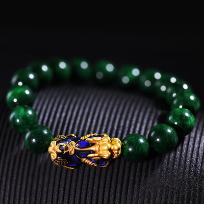 Feng Shui Green Natural Alabaster Jade Pixiu Bracelet - Protection & Abundance