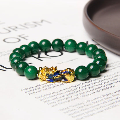 Feng Shui Green Natural Alabaster Jade Pixiu Bracelet - Protection & Abundance