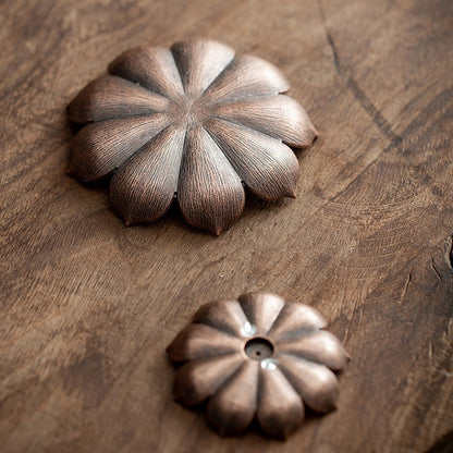 handcrafted red copper lotus incense burner for yoga space