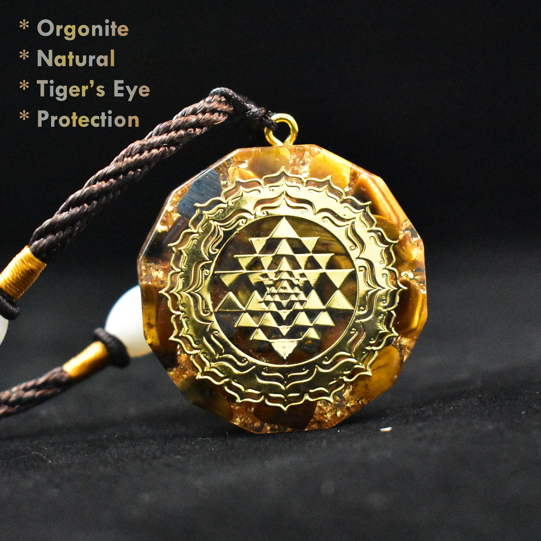 tiger’s eye orgonite healing necklace pendant for protection