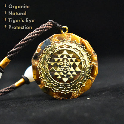 tiger’s eye orgonite healing necklace pendant for protection