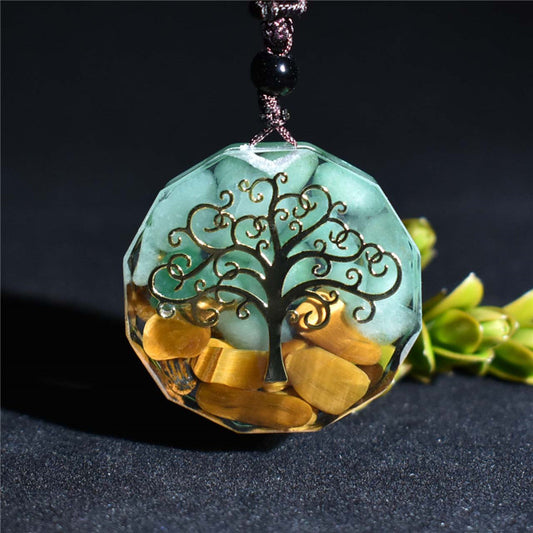 Aventurine Tree of Life Orgonite Necklace - Attract Good Luck & Opportunities