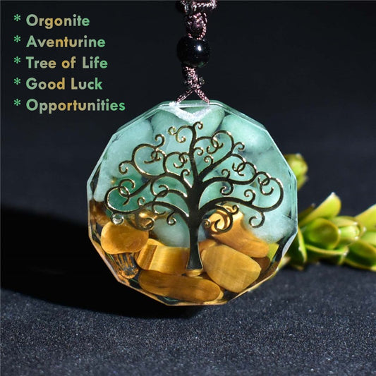 aventurine tree of life orgonite necklace for good luck