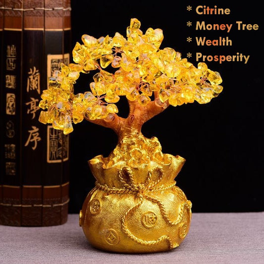 citrine crystal money tree feng shui décor for prosperity