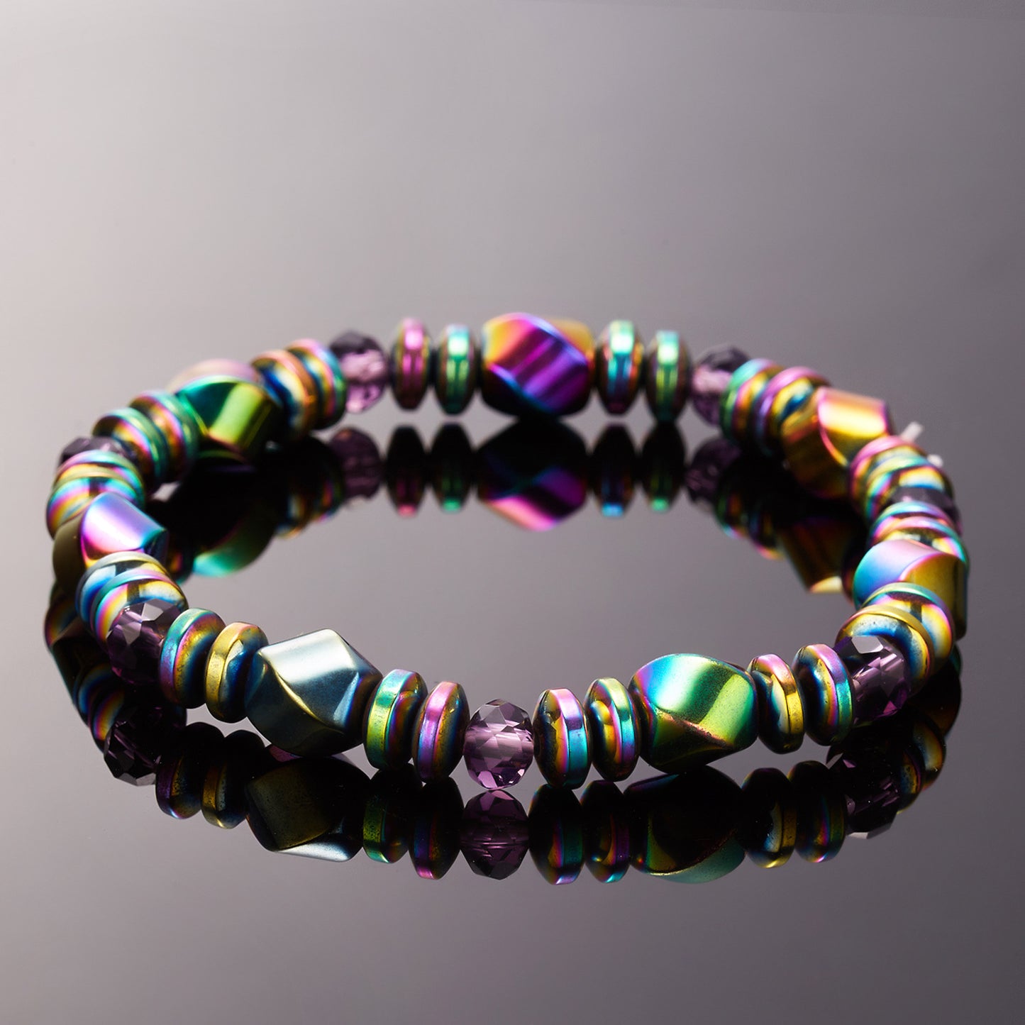 Rainbow Magnetic Hematite Wellness Bracelet