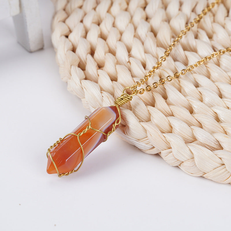 Carnelian Raw Stone Necklace - Vitality, Courage, and Motivation