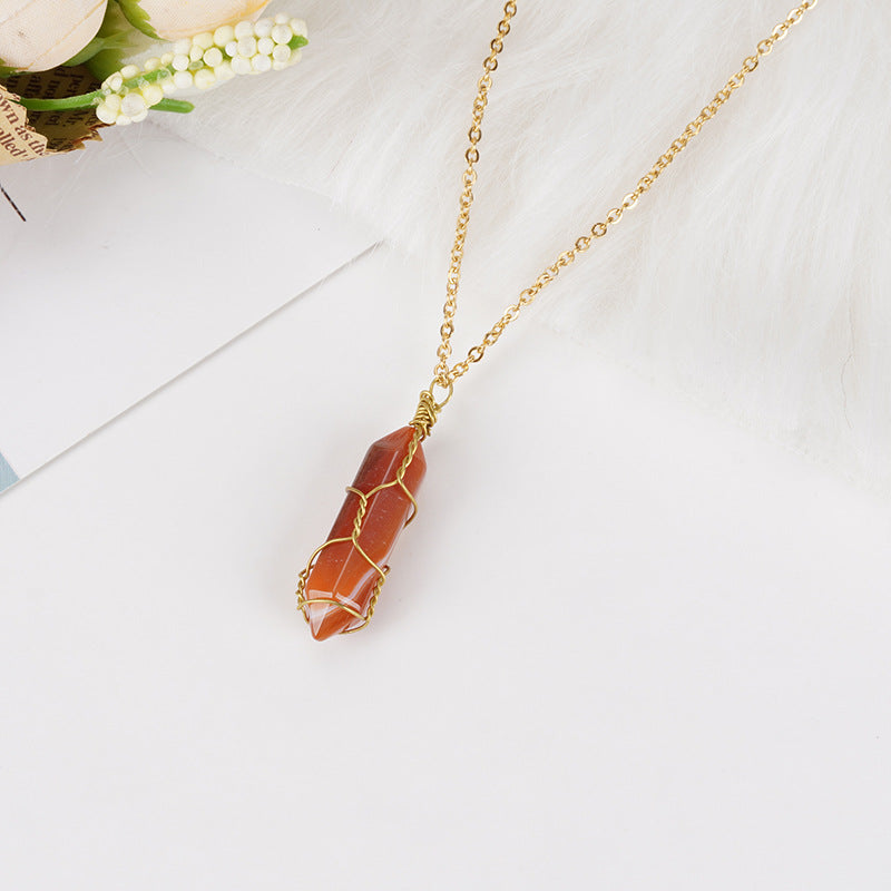 Carnelian Raw Stone Necklace - Vitality, Courage, and Motivation