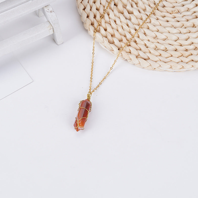 Carnelian Raw Stone Necklace - Vitality, Courage, and Motivation