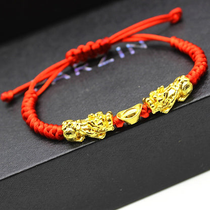 Double Pixiu Ingots Red String Bracelet - Wealth & Protection