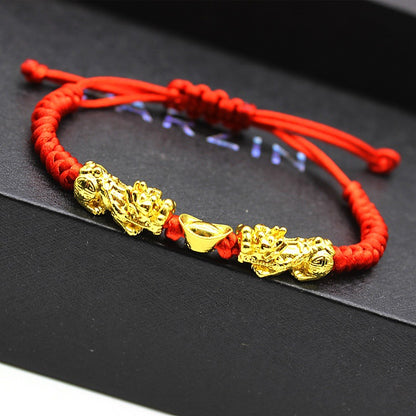 Double Pixiu Ingots Red String Bracelet - Wealth & Protection