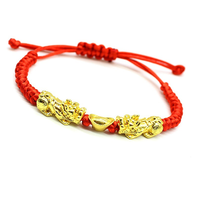 Double Pixiu Ingots Red String Bracelet - Wealth & Protection