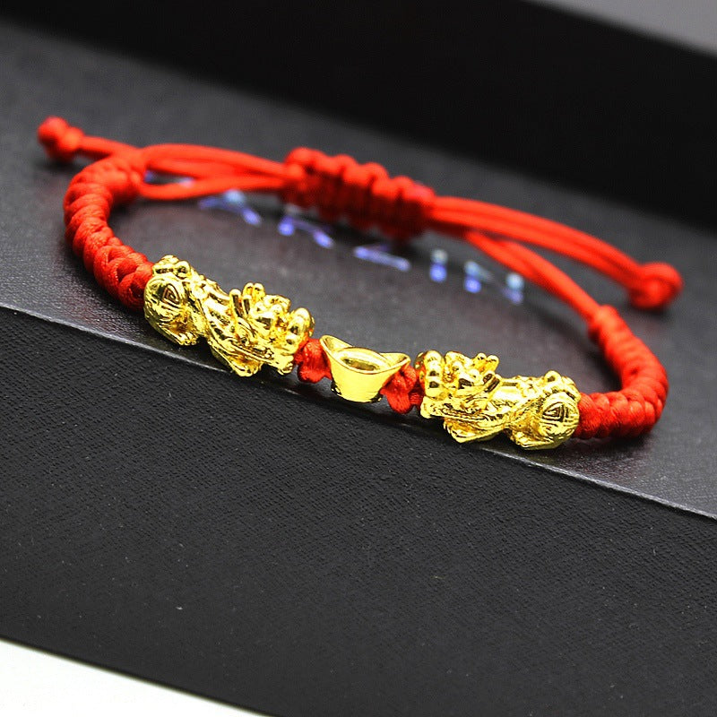 Double Pixiu Ingots Red String Bracelet - Wealth & Protection