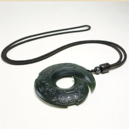 Premium Certified Fine Carved Hetian Nephrite Jade Necklace - Healing & Protection