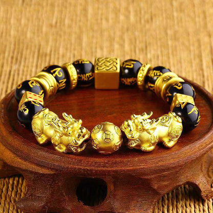 Double Pixiu Obsidian Bracelet
