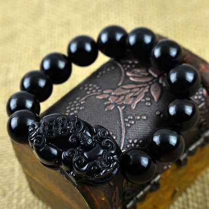 Protective Black Obsidian Pixiu Bracelet