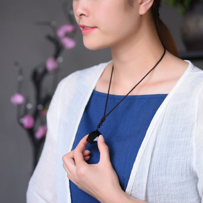 Star of David Black Obsidian Necklace – Six-Pointed Feng Shui Protection Pendant