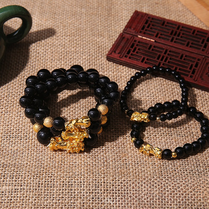 Gold Pixiu Feng Shui Wealth Bracelet for Men