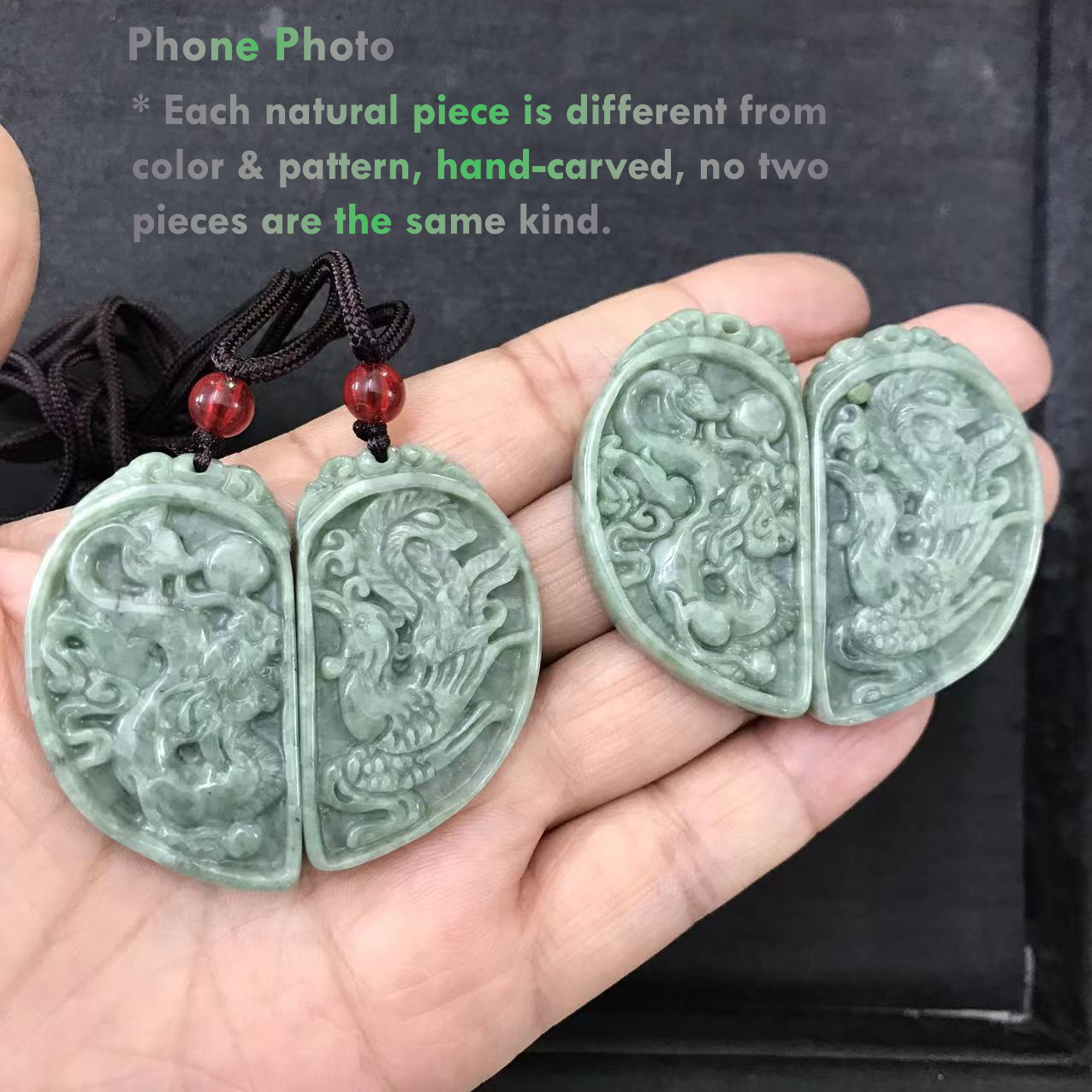 Matching His & Hers Jade Necklaces – Dragon and Phoenix Design