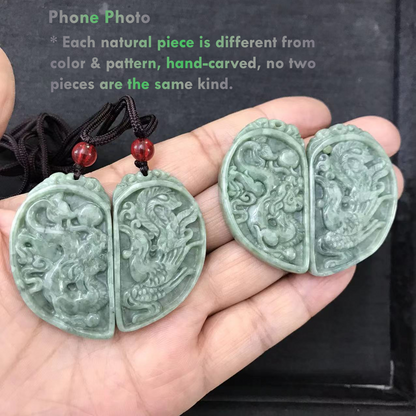 Matching His & Hers Jade Necklaces – Dragon and Phoenix Design