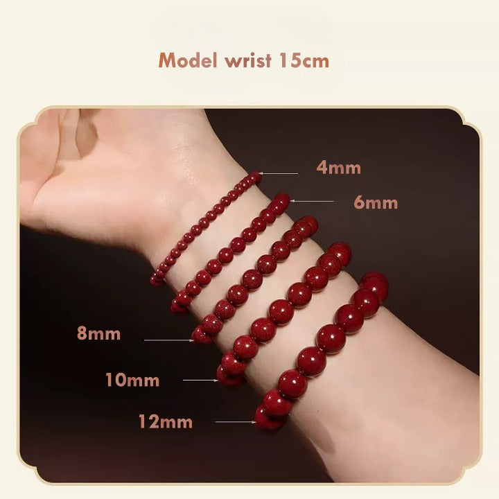 Natural Red Cinnabar Beads Bracelet – Prosperity and Healing Jewelry