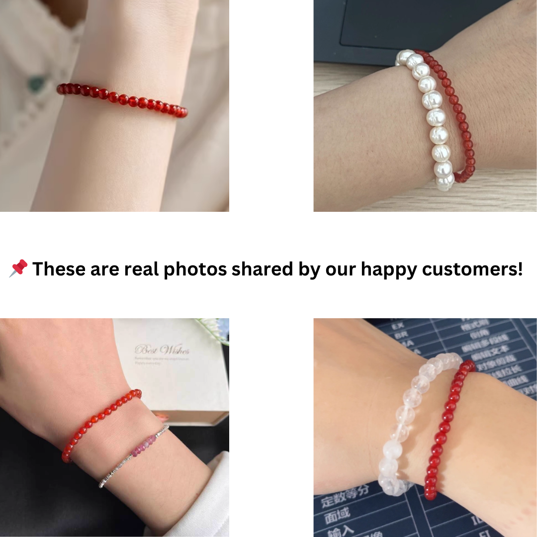 Ice-Transparent Carnelian Bracelet – 4mm Natural Red Agate Beads