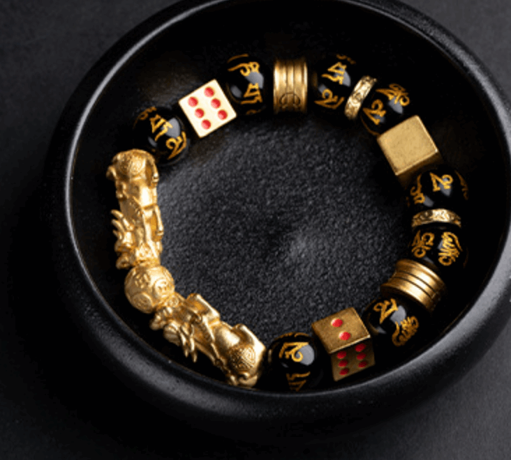 Black Obsidian Bracelet with Pixiu