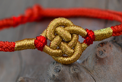 Lucky Soft Red String Gold Money Knot Bracelet -Abundance & Success