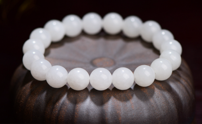 Certified Pure Elegance White Hetian Jade Bracelet - Harmony & Balance