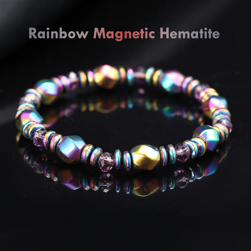 rainbow magnetic hematite bracelet wellness jewelry men women