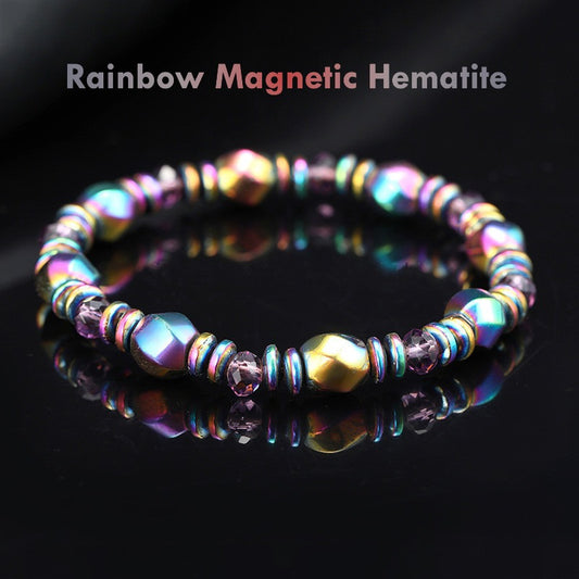 rainbow magnetic hematite bracelet wellness jewelry men women