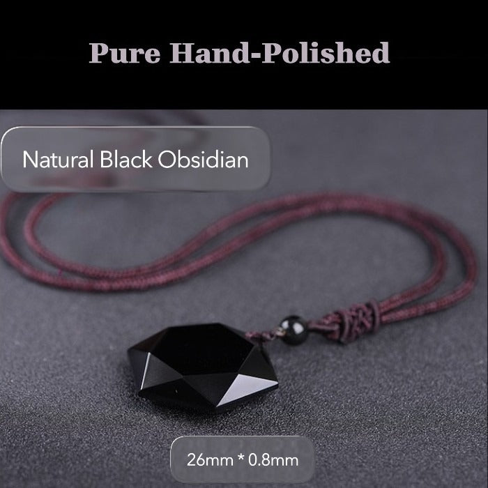 Star of David Black Obsidian Necklace – Six-Pointed Feng Shui Protection Pendant